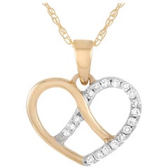 LB Exclusive 14 Karat Yellow Gold 0.06 Carat Diamond Pendant Necklace