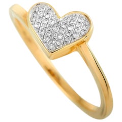 LB Exclusive 14 Karat Yellow Gold 0.09 Carat Diamond Heart Ring