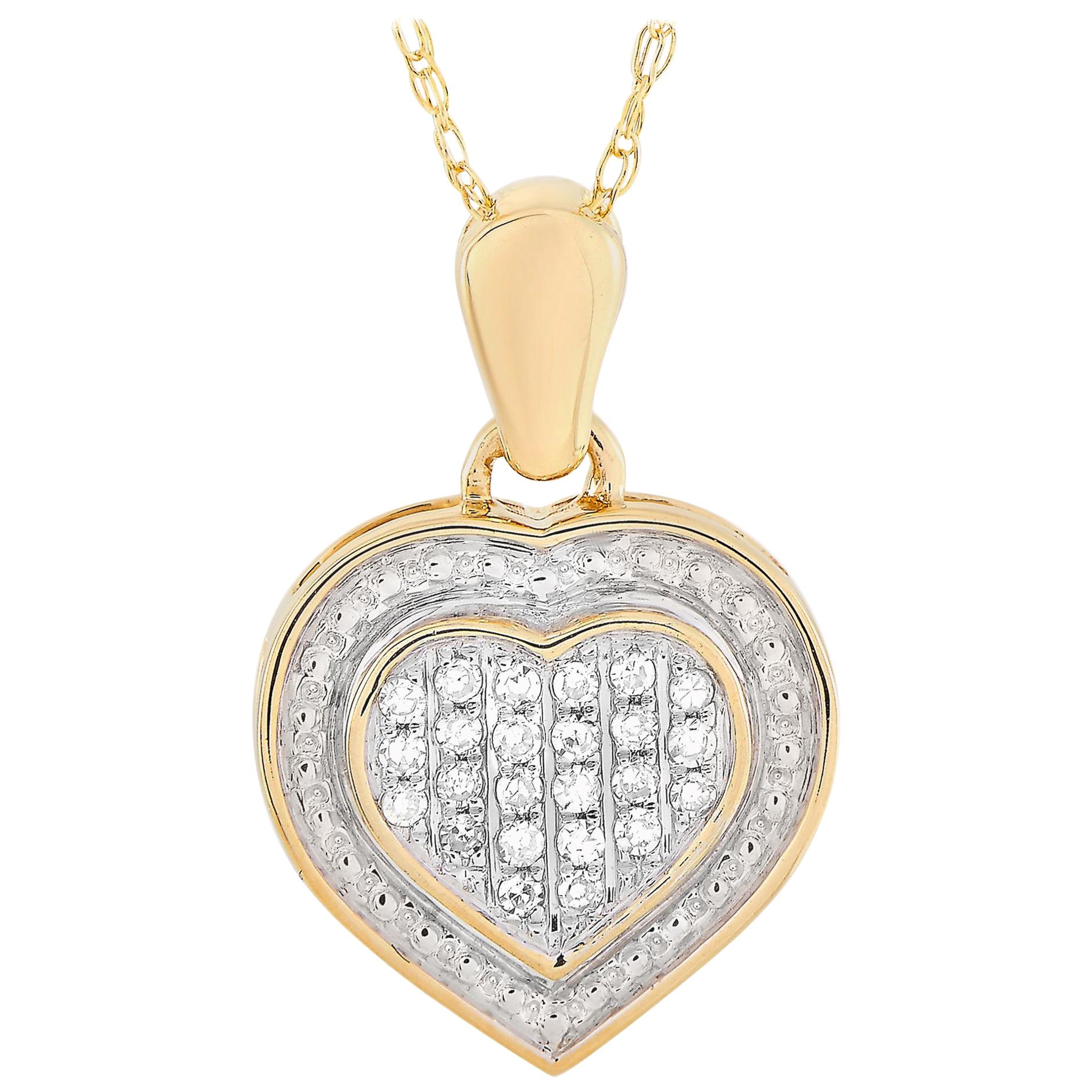 LB Exclusive 14 Karat Yellow Gold 0.09 Carat Diamond Pendant Necklace