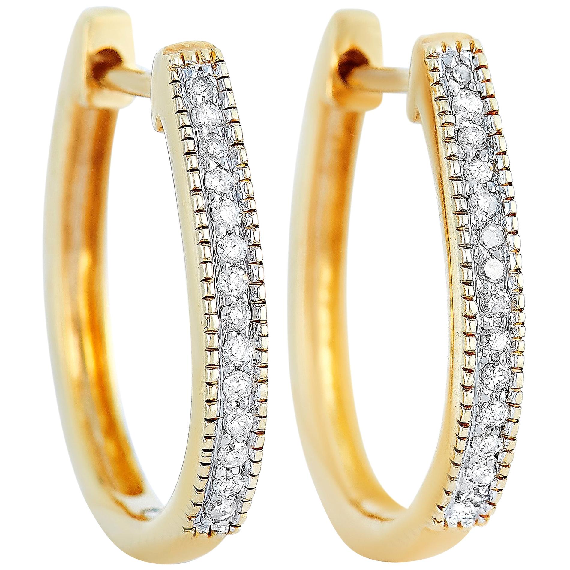 LB Exclusive 14 Karat Yellow Gold 0.10 Carat Diamond Earrings