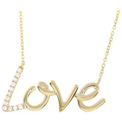 LB Exklusive Love Anhänger-Halskette aus 14 Karat Gelbgold mit 0,10 Karat Diamanten