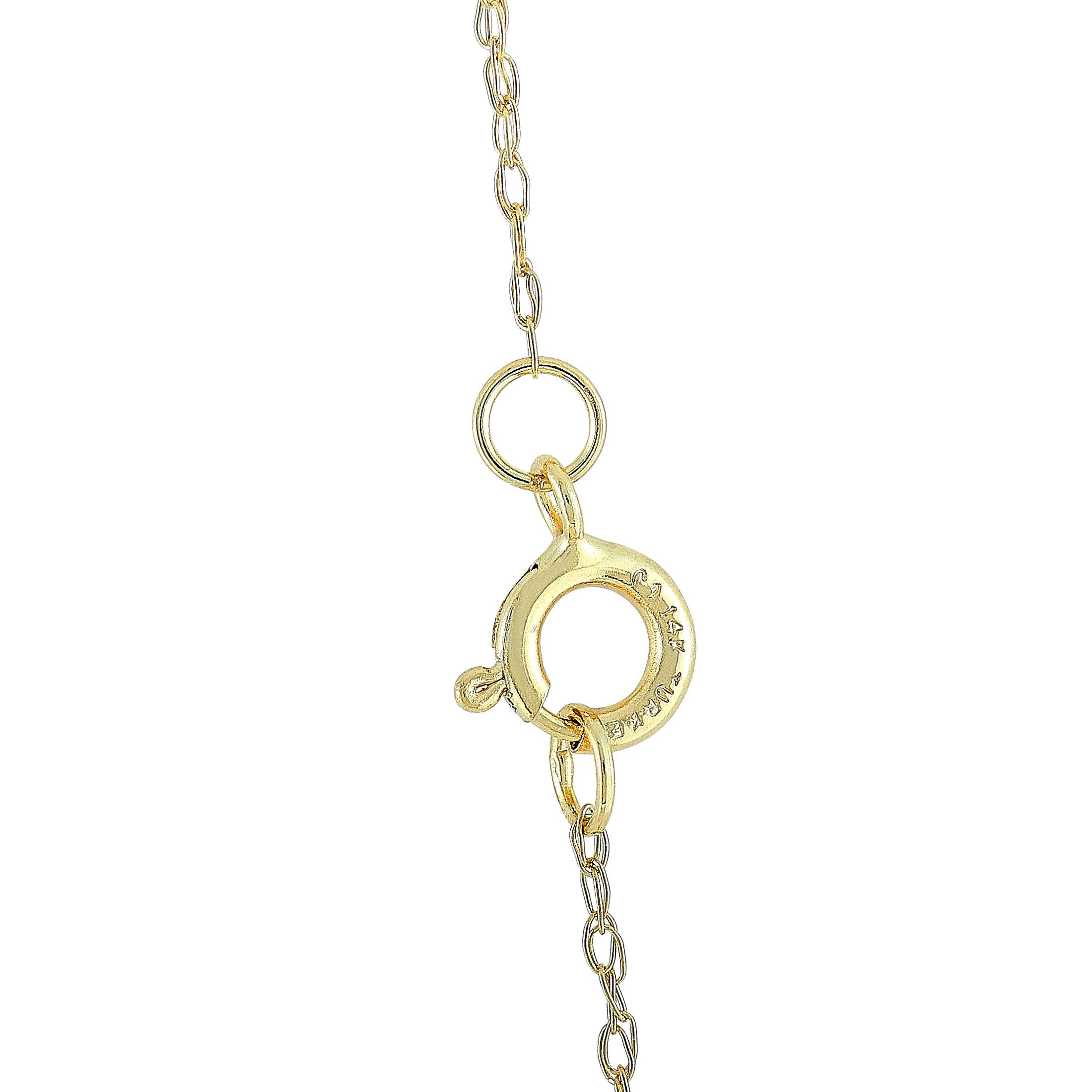Round Cut LB Exclusive 14 Karat Yellow Gold 0.10 Carat Diamond Moon Pendant Necklace