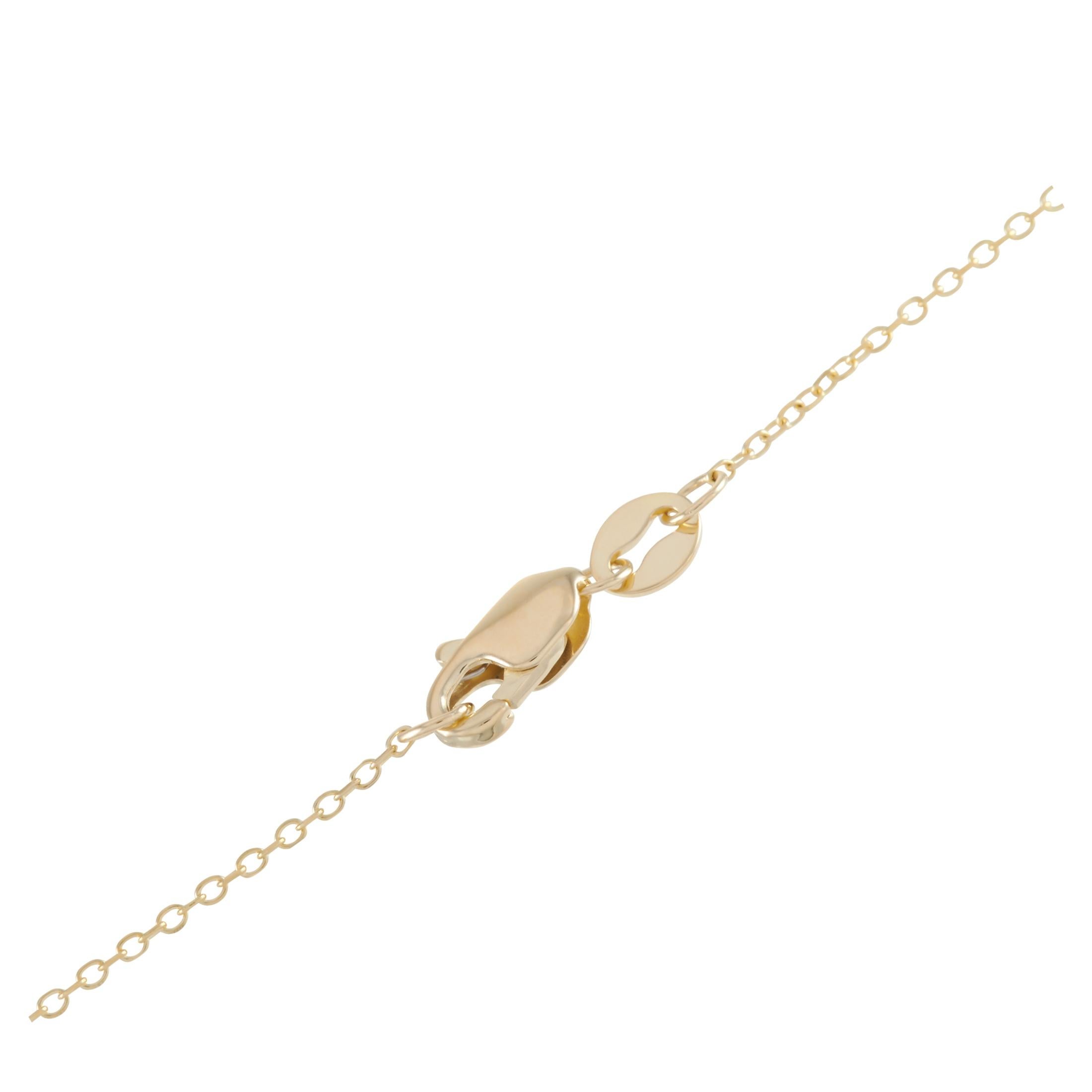 Round Cut LB Exclusive 14 Karat Yellow Gold 0.10 Carat Diamond Pendant Necklace For Sale