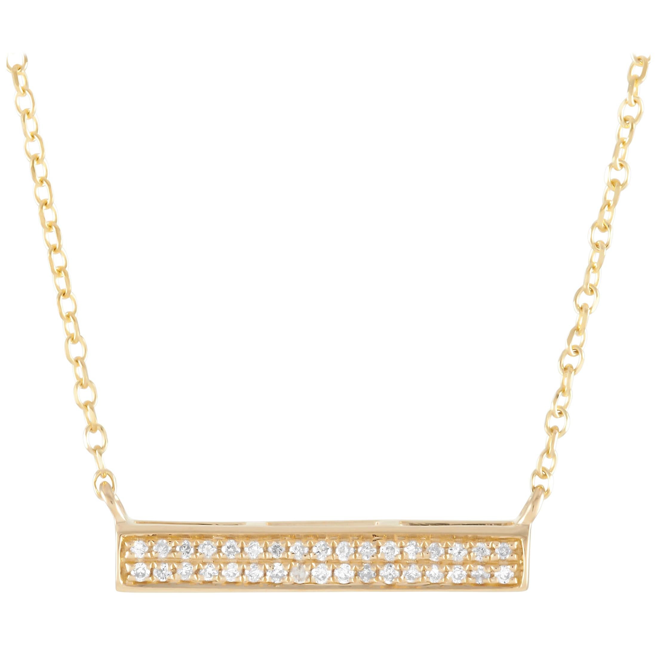 LB Exclusive 14 Karat Yellow Gold 0.10 Carat Diamond Pendant Necklace
