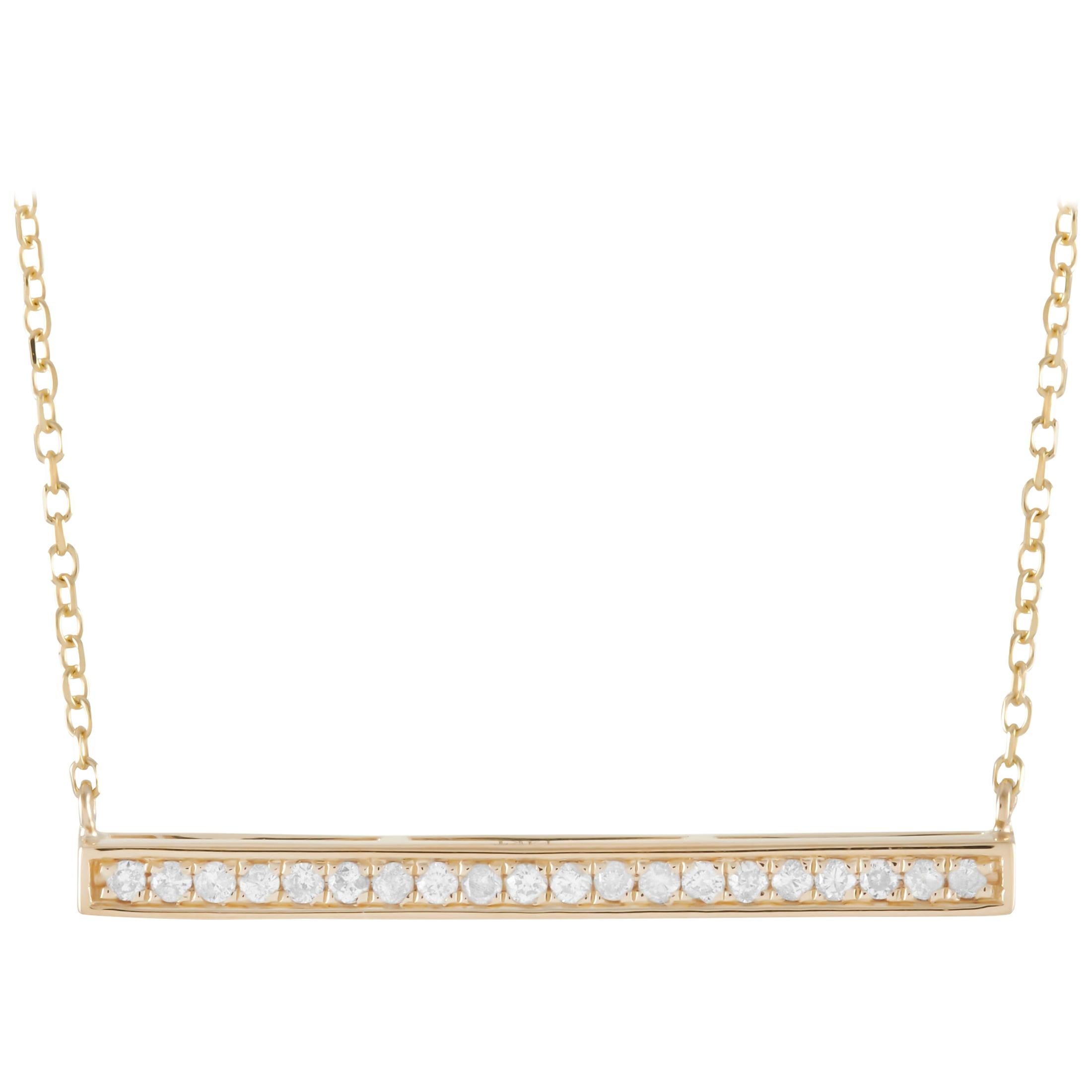 LB Exclusive 14 Karat Yellow Gold 0.10 Carat Diamond Pendant Necklace For Sale