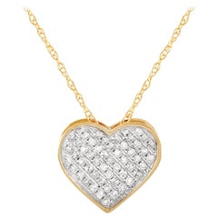 LB Exclusive 14 Karat Yellow Gold 0.13 Carat Diamond Heart Pendant Necklace