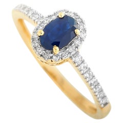 LB Exclusive 14 Karat Yellow Gold 0.14 Carat Diamond and Sapphire Ring