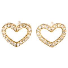 LB Exclusive 14 Karat Yellow Gold 0.15 Carat Diamond Heart Earrings