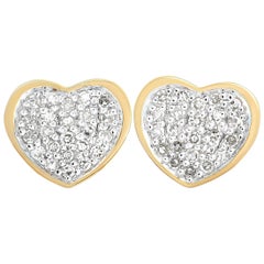 LB Exclusive 14 Karat Yellow Gold 0.16 Carat Diamond Heart Earrings