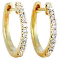 LB Exclusive 14 Karat Yellow Gold 0.18 Carat Diamond Hoop Earrings