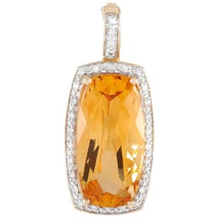 LB Exclusive 14 Karat Yellow Gold 0.20 Carat Diamond and Citrine Pendant