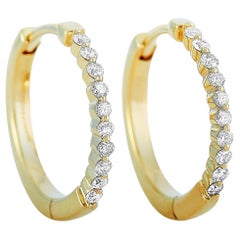 LB Exclusive 14 Karat Yellow Gold 0.20 Carat Diamond Hoop Earrings