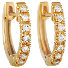LB Exclusive 14 Karat Yellow Gold 0.25 Carat Diamond Hoop Earrings