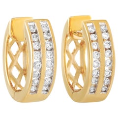 LB Exclusive 14 Karat Yellow Gold 0.25 Carat Diamond Hoop Earrings LB Exclusive 14 Karat Yellow Gold 0.25 Carat Diamond Hoop Earrings