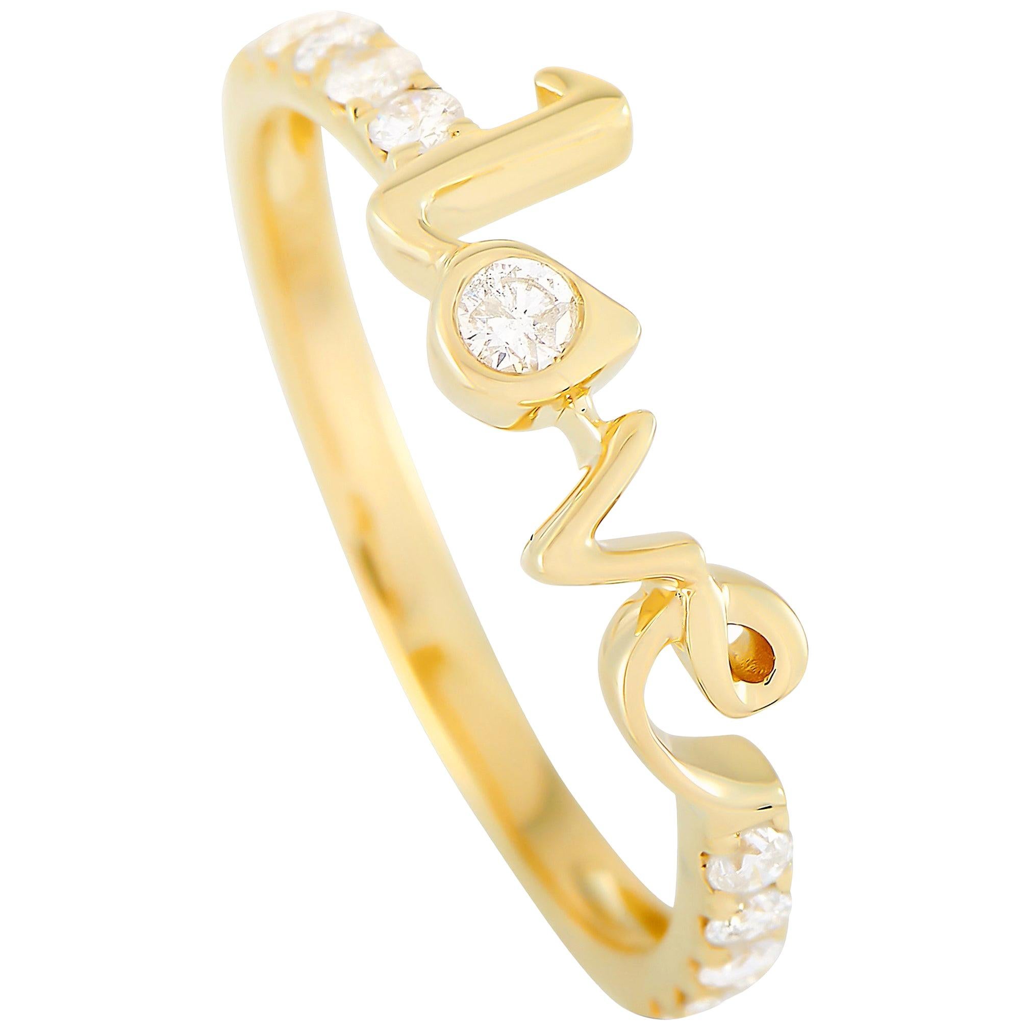 LB Exclusive 14 Karat Yellow Gold 0.25 Carat Diamond Love Ring