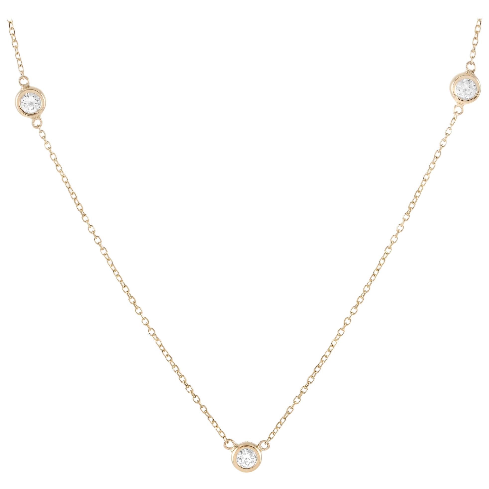 LB Exclusive 14 Karat Yellow Gold 1.01 Carat Diamond Necklace at 1stDibs