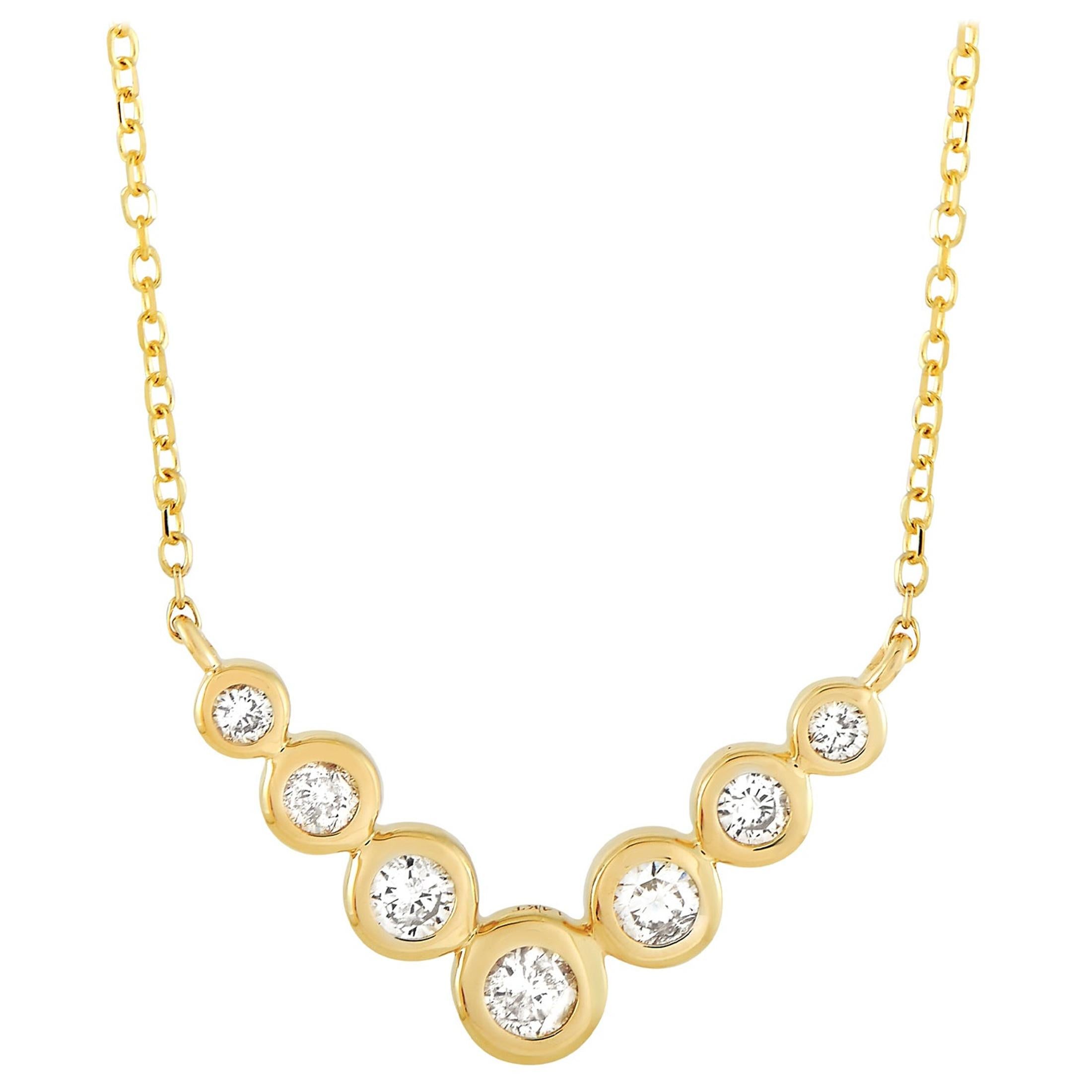 LB Exclusive 14 Karat Yellow Gold 0.25 Carat Diamond Pendant Necklace For Sale