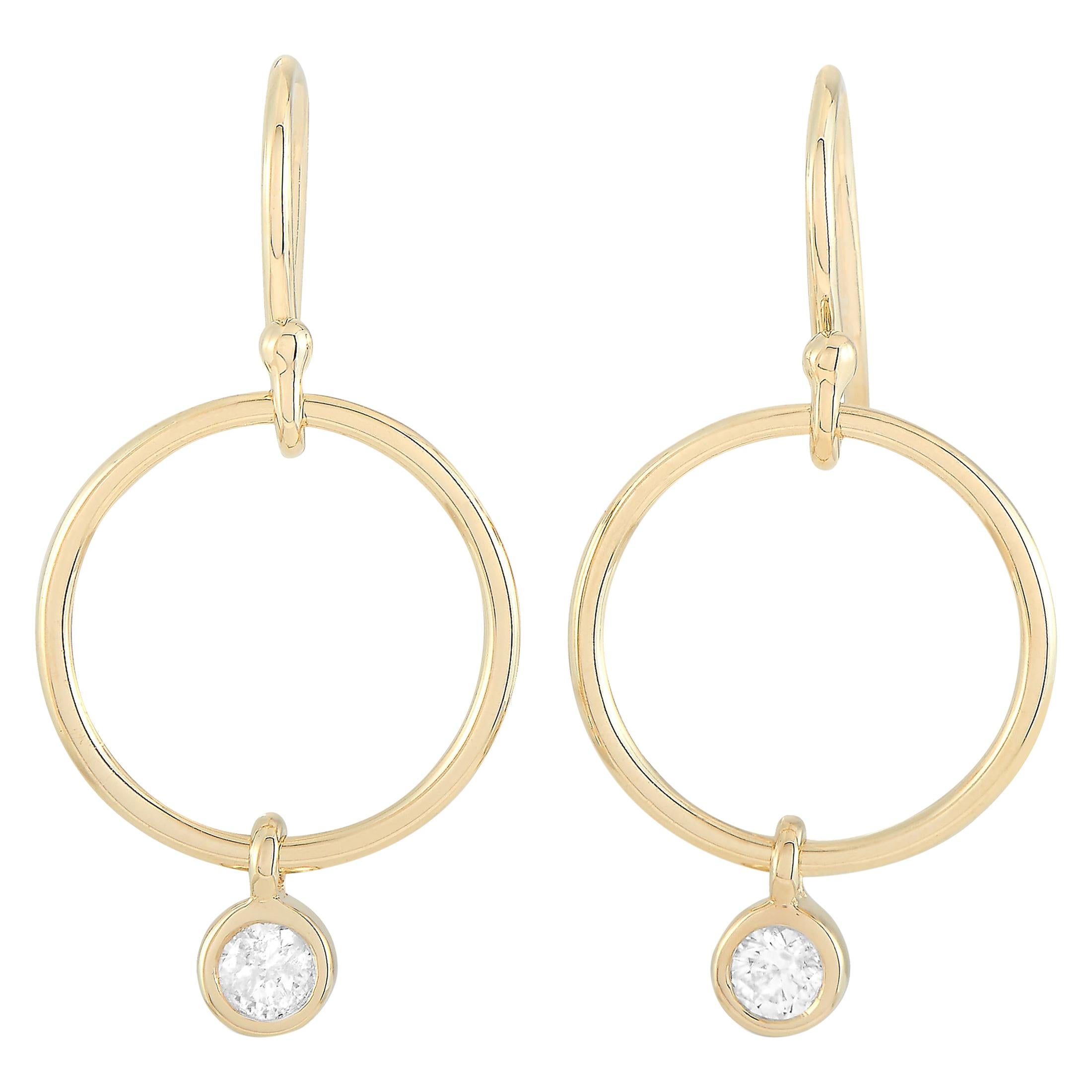 LB Exclusive 14 Karat Yellow Gold 0.32 Carat Diamond Earrings For Sale