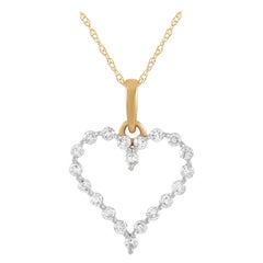LB Exclusive 14 Karat Yellow Gold 0.33 Carat Diamond Heart Pendant Necklace