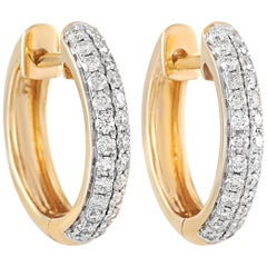 LB Exclusive 14 Karat Yellow Gold 0.42 Carat Diamond Hoop Earrings