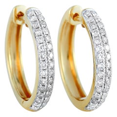 LB Exclusive 14 Karat Yellow Gold 0.48 Carat Diamond Small Hoop Earrings