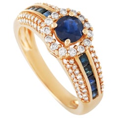 LB Exclusive 14 Karat Yellow Gold 0.50 Carat Diamond and Sapphire Ring