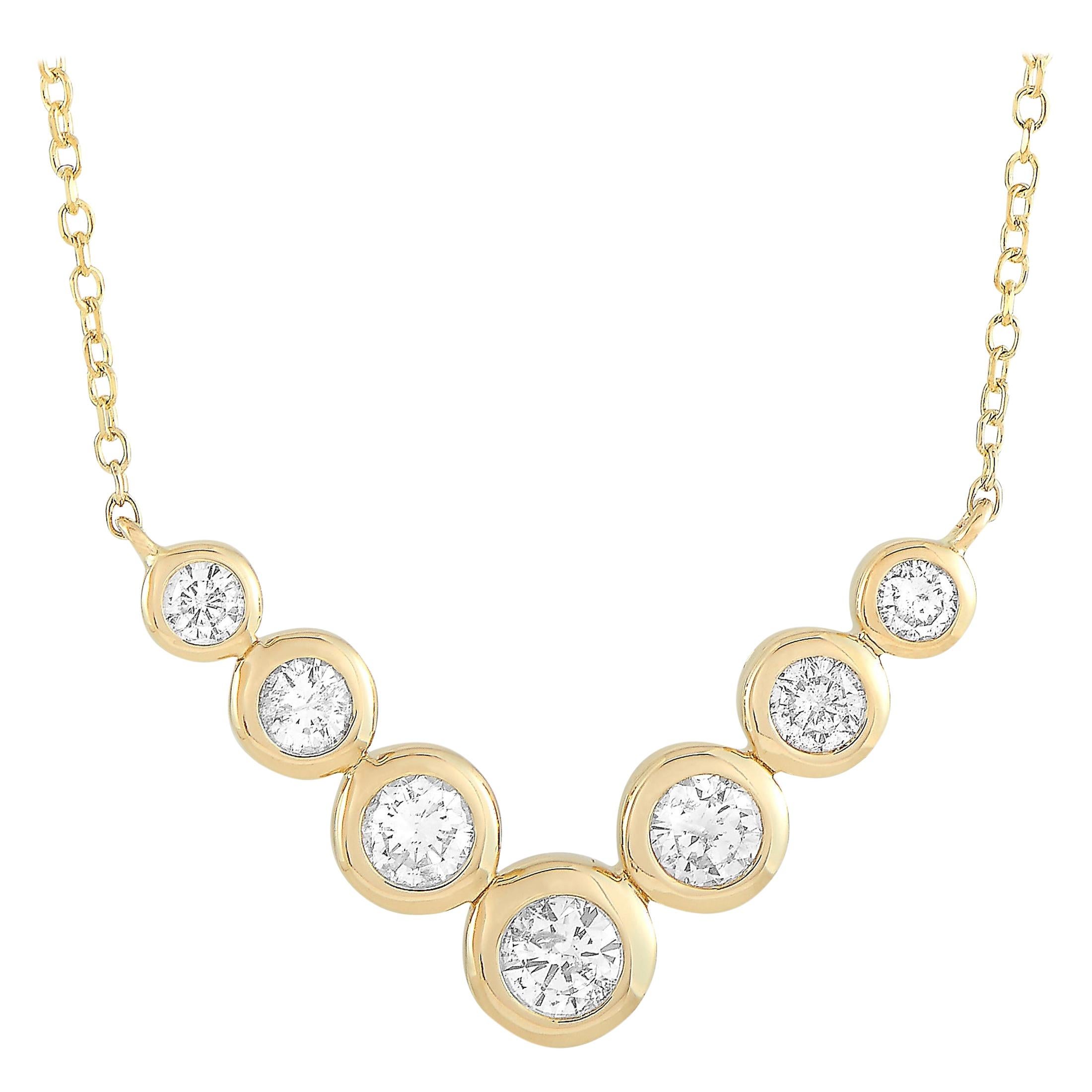 LB Exclusive 14 Karat Yellow Gold 0.50 Carat Diamond Pendant Necklace