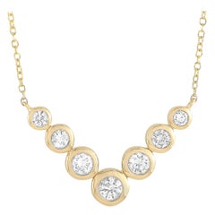 LB Exclusive Collier pendentif en or jaune 14 carats avec diamants de 0,50 carat