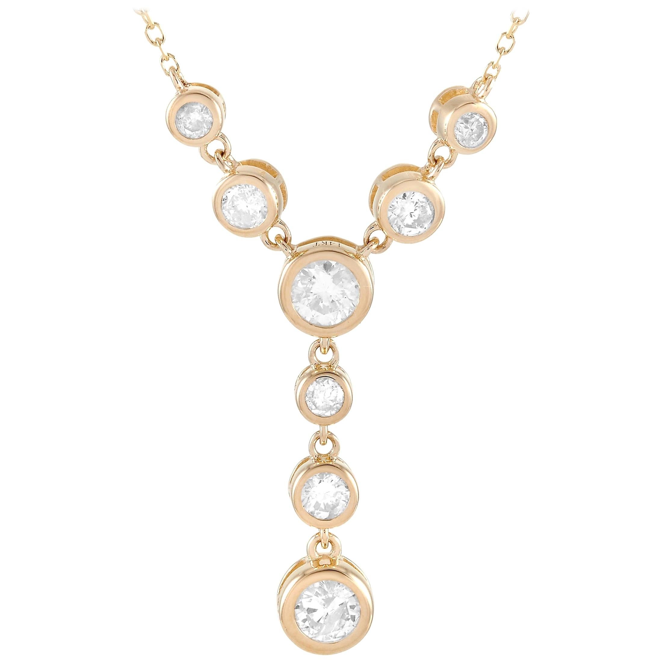 Collier pendentif en or jaune 14 carats avec diamant de 0,50 carat de la collection LB Exclusive