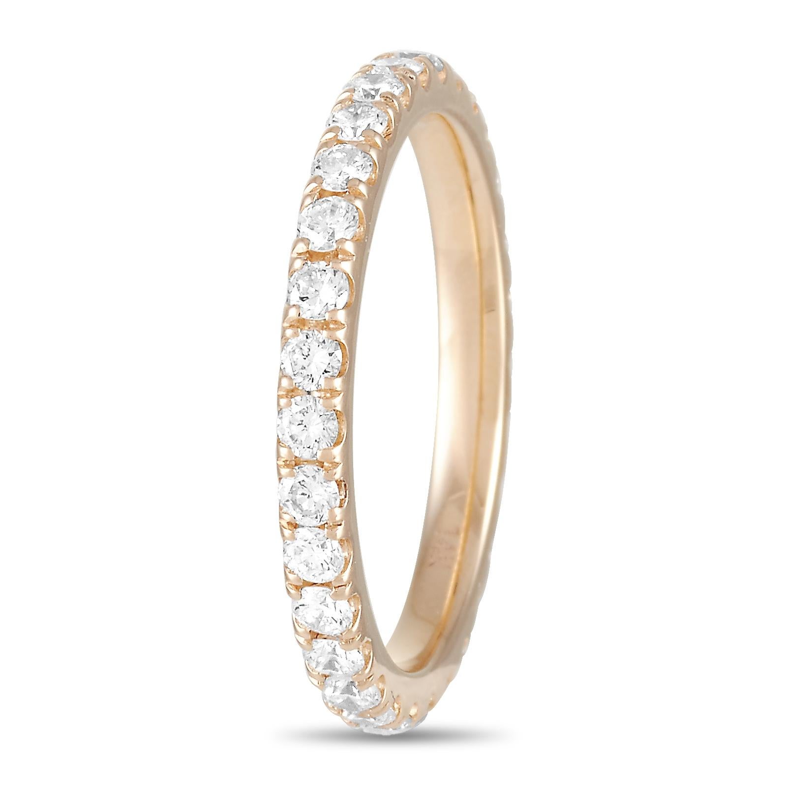 This LB Exclusive ring is made of 14K yellow gold and embellished with diamonds that amount to 1.03 carats. The ring weighs 2.6 grams and boasts band thickness of 2 mm.
 
 Offered in brand new condition, this jewelry piece includes a gift box.
Ring