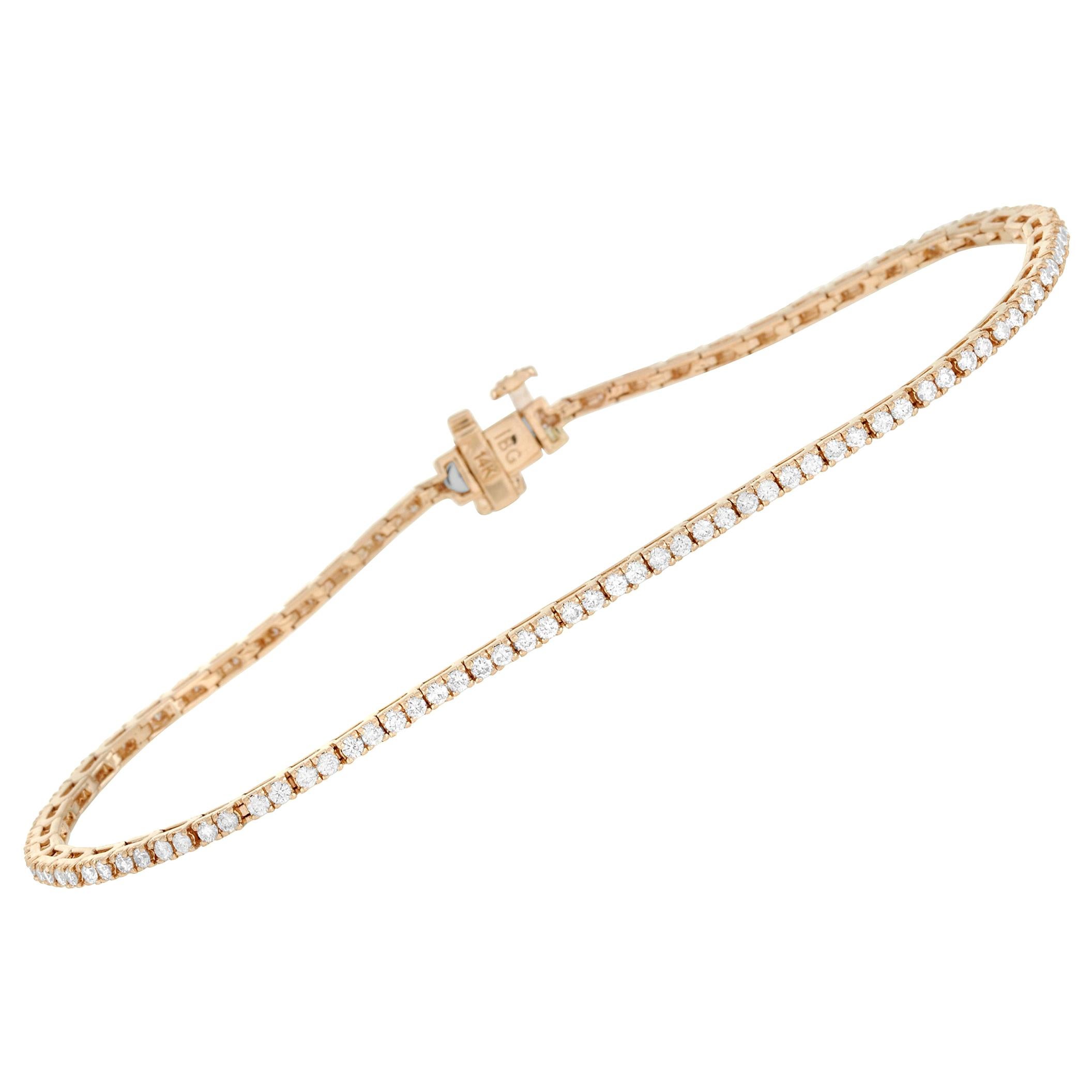 LB Exclusive 14 Karat Yellow Gold 1.37 Carat Diamond Tennis Bracelet