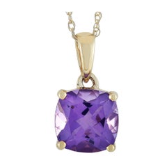 LB Exclusive 14 Karat Yellow Gold Amethyst Pendant Necklace