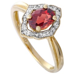 LB Exclusive 14 Karat Yellow Gold Diamond and Garnet Ring
