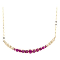 LB Exclusive 14 Karat Yellow Gold Diamond and Ruby Necklace