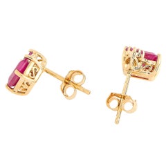 LB Exclusive 14 Karat Yellow Gold Ruby Stud Earrings