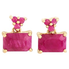 LB Exclusive 14 Karat Yellow Gold Ruby Stud Earrings