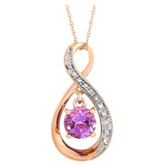 LB Exclusive 14 Karat Rose Gold 0.03 Carat Diamond and Amethyst Pendant Necklace