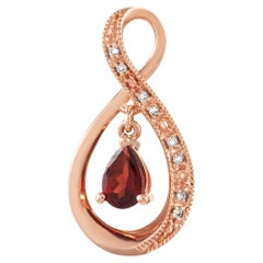 LB Exclusive 14K Rose Gold 0.03 Ct Diamond and Garnet Pendant