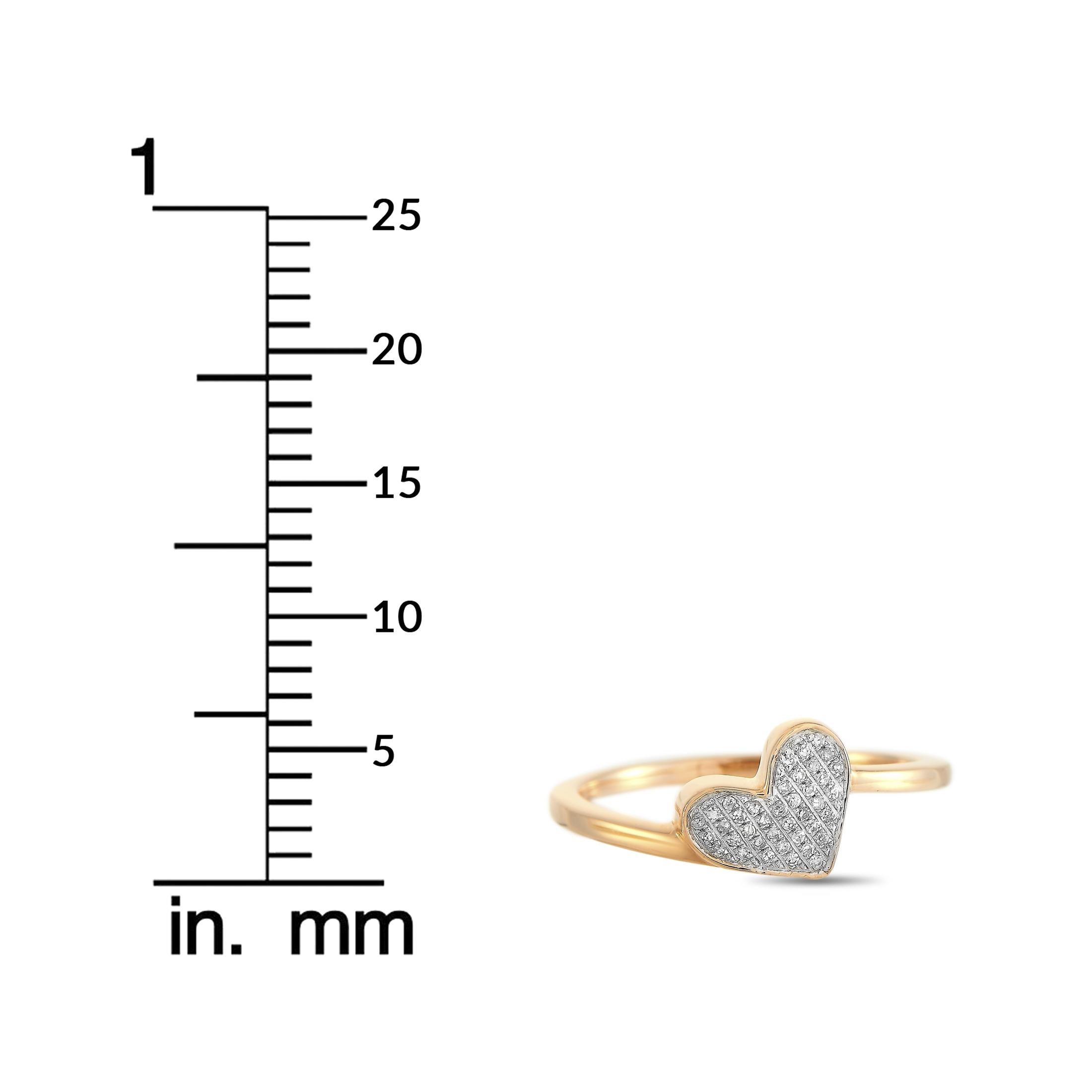 Round Cut LB Exclusive 14 Karat Rose Gold 0.09 Carat Diamond Heart Ring For Sale