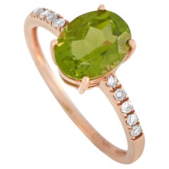 LB Exclusive 14K Rose Gold 0.10 Ct Diamond and Peridot Ring