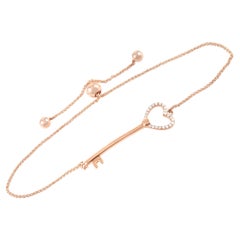 LB Exclusive 14k Rose Gold 0.10 Ct Diamond Key Bracelet