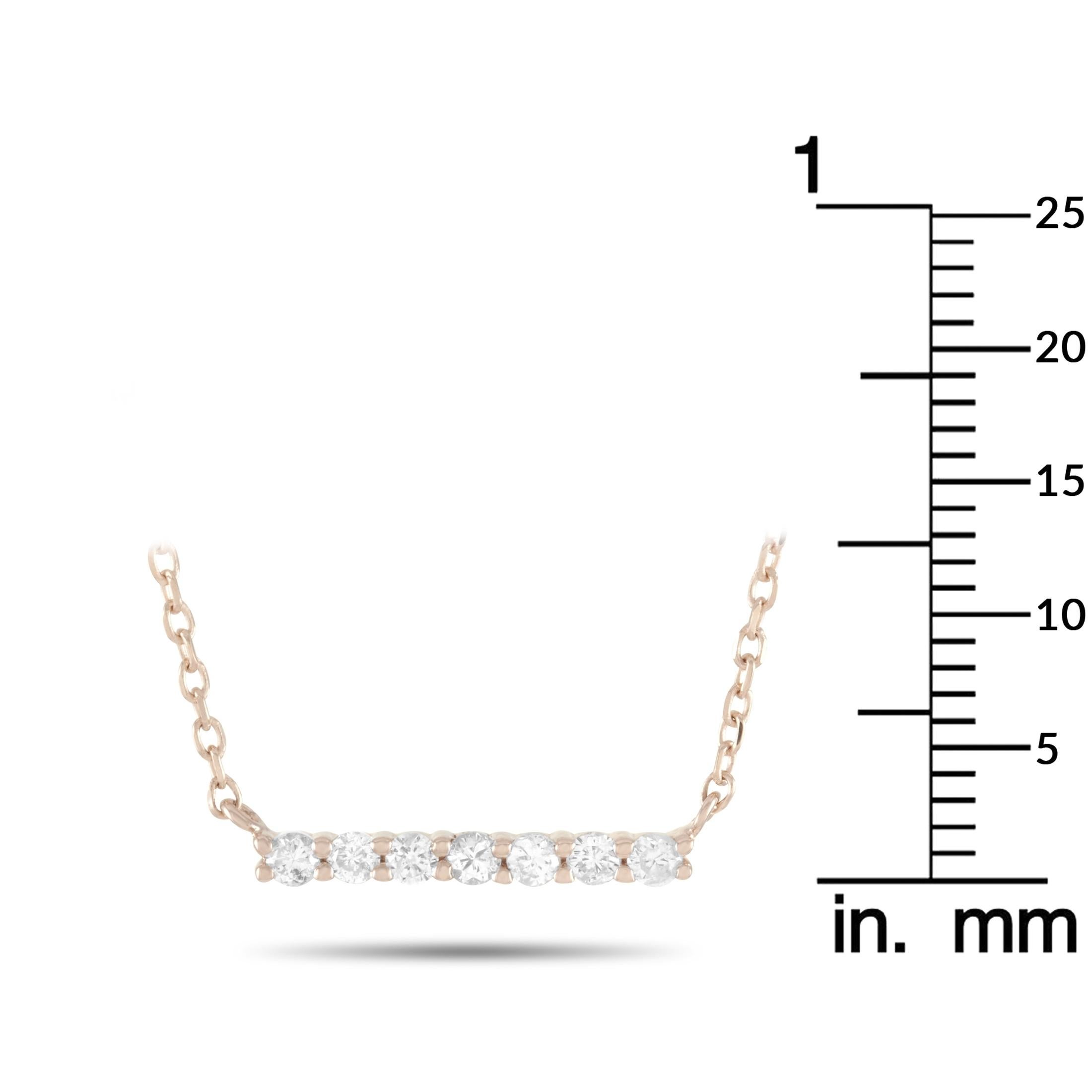 Round Cut LB Exclusive 14K Rose Gold 0.10 Ct Diamond Necklace For Sale