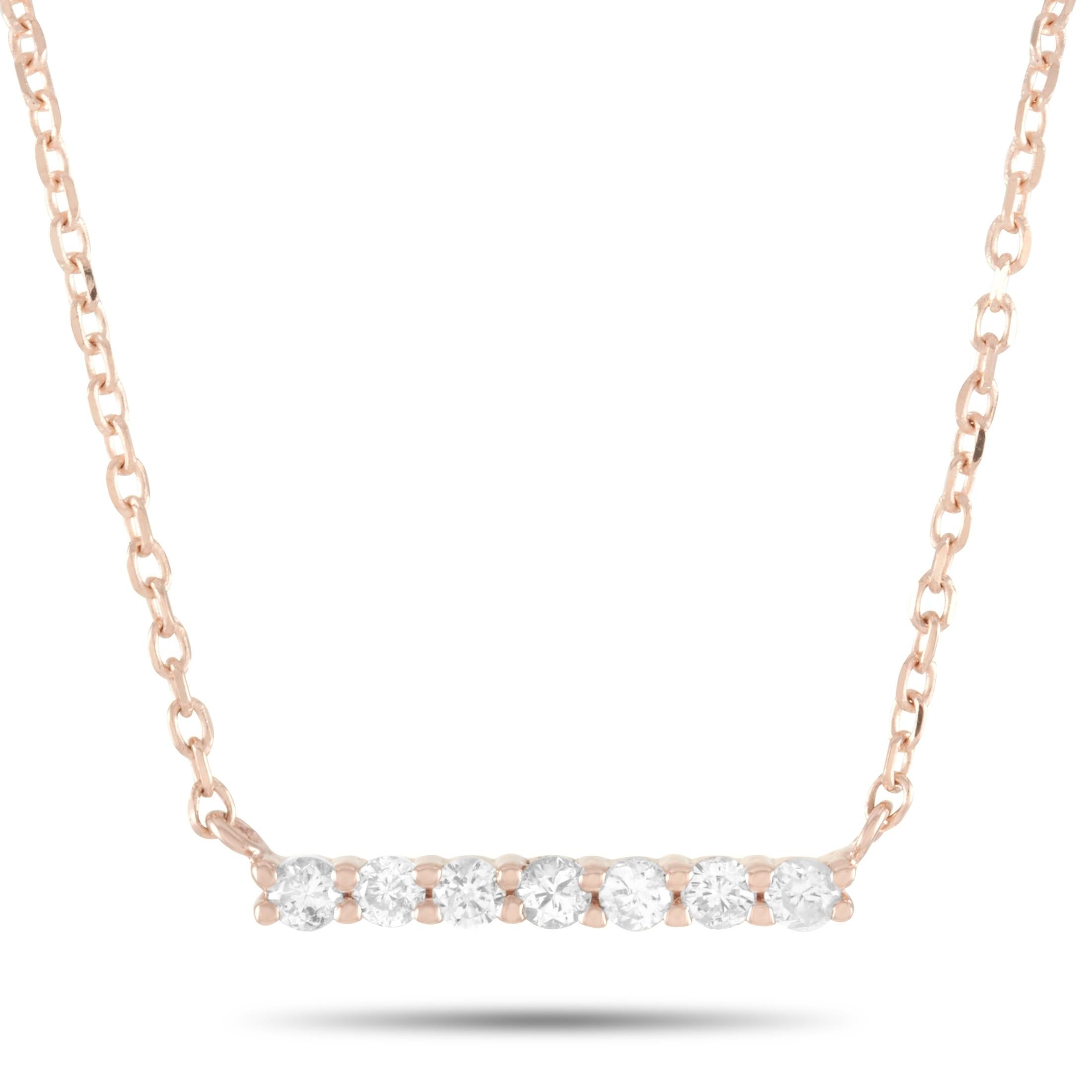 LB Exclusive 14K Rose Gold 0.10 Ct Diamond Necklace In New Condition For Sale In Southampton, PA