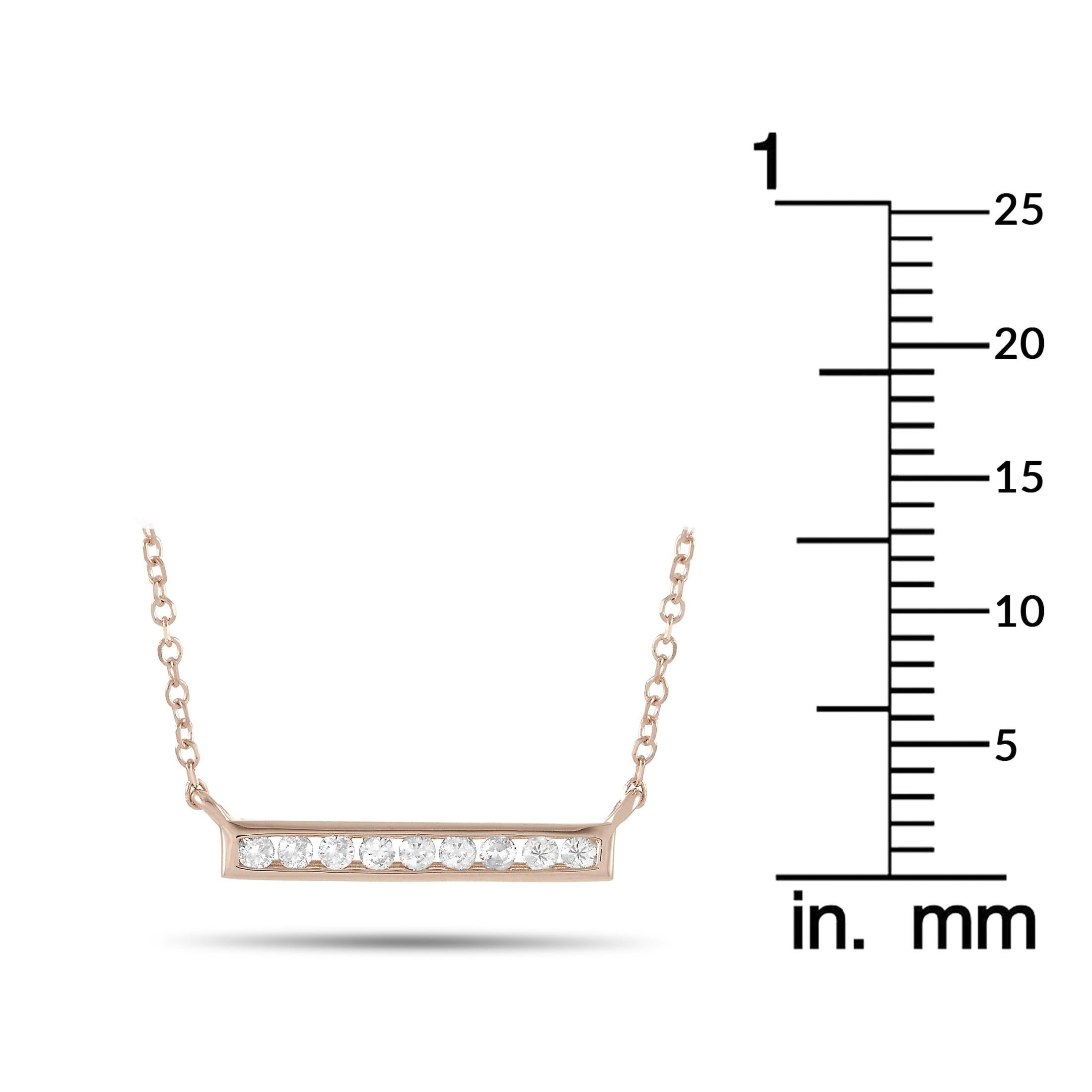 Round Cut LB Exclusive 14 Karat Rose Gold 0.10 Carat Diamond Pendant Necklace