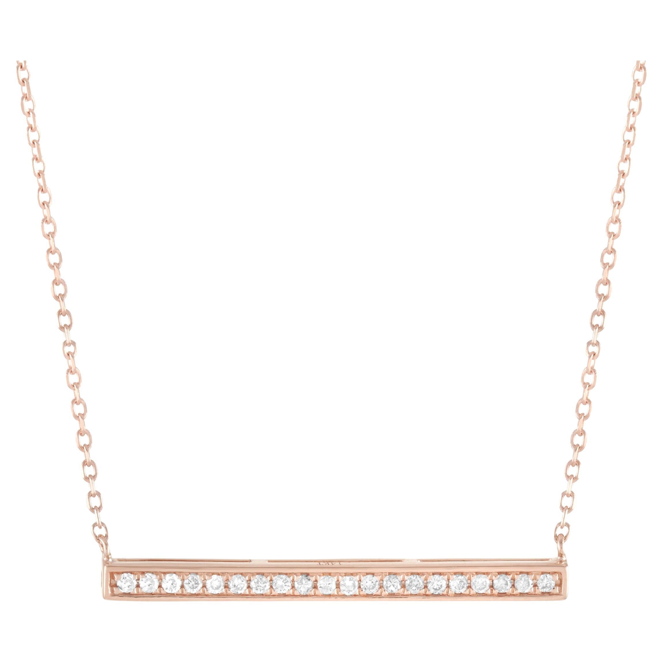 LB Exclusive 14k Rose Gold 0,10 Karat Diamant Bar Halskette