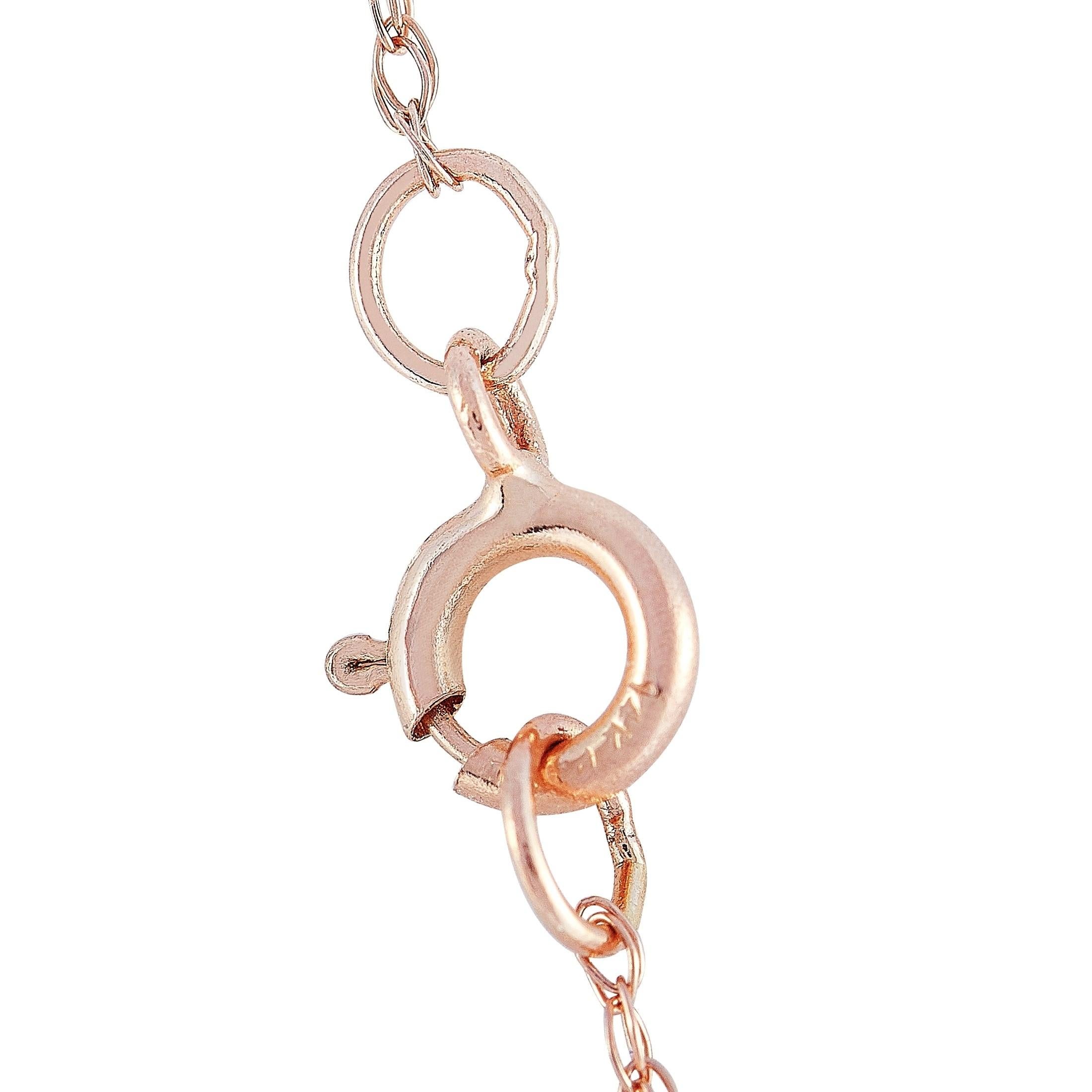 Mixed Cut LB Exclusive 14K Rose Gold 0.11 Ct Diamond and Citrine Round Pendant Necklace