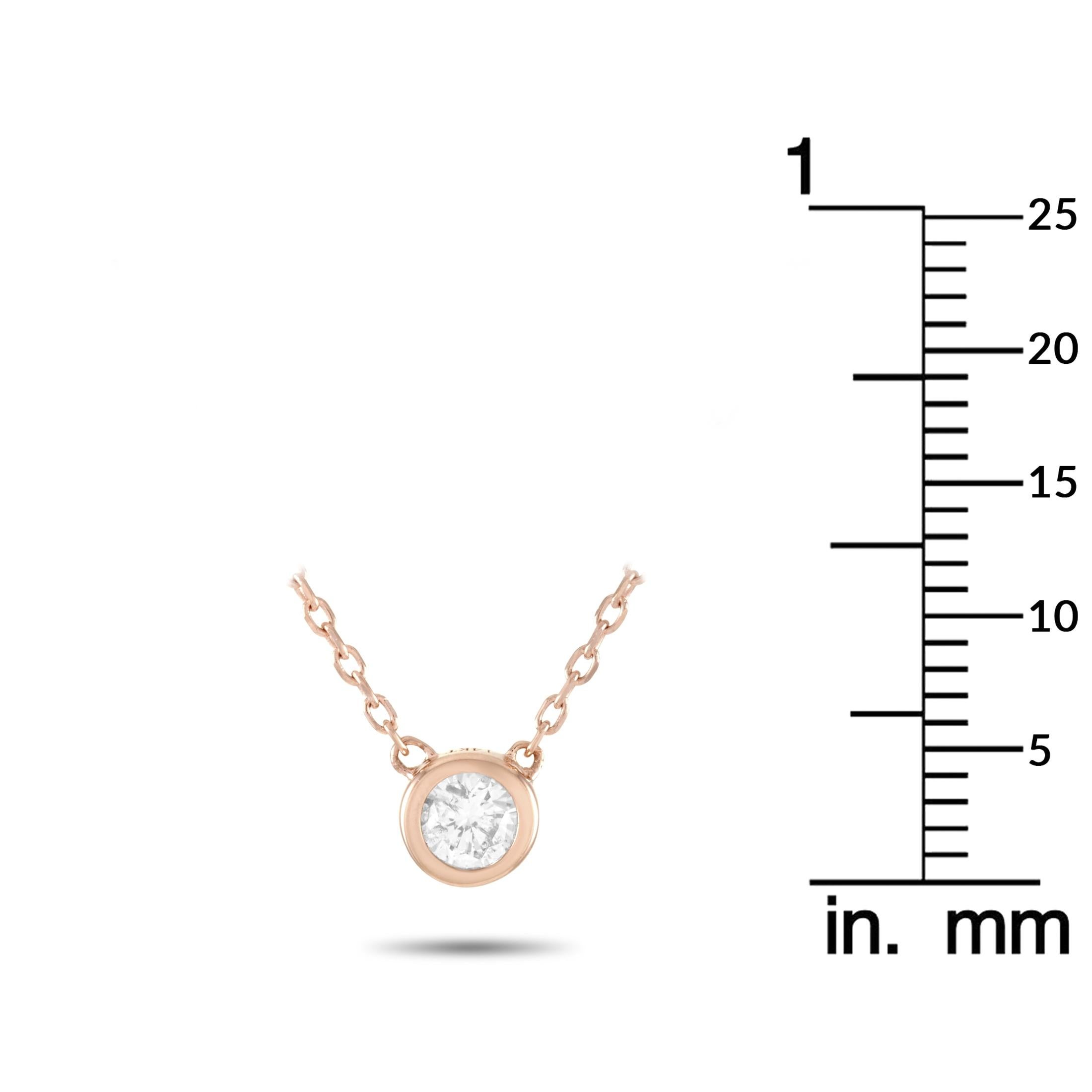 LB Exclusive 14 Karat Rose Gold 0.11 Carat Diamond Pendant Necklace In New Condition In Southampton, PA