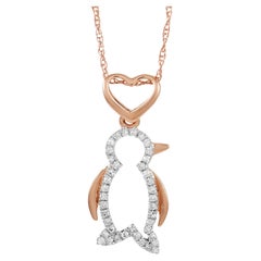 LB Exclusive 14K Rose Gold 0.11 ct Diamond Penguin Pendant Necklace