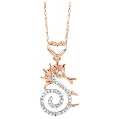 LB Exclusive 14K Rose Gold 0.11 ct Diamond Seahorse Pendant Necklace