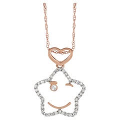 LB Exclusive 14K Rose Gold 0.11 Ct Diamond Star Pendant Necklace